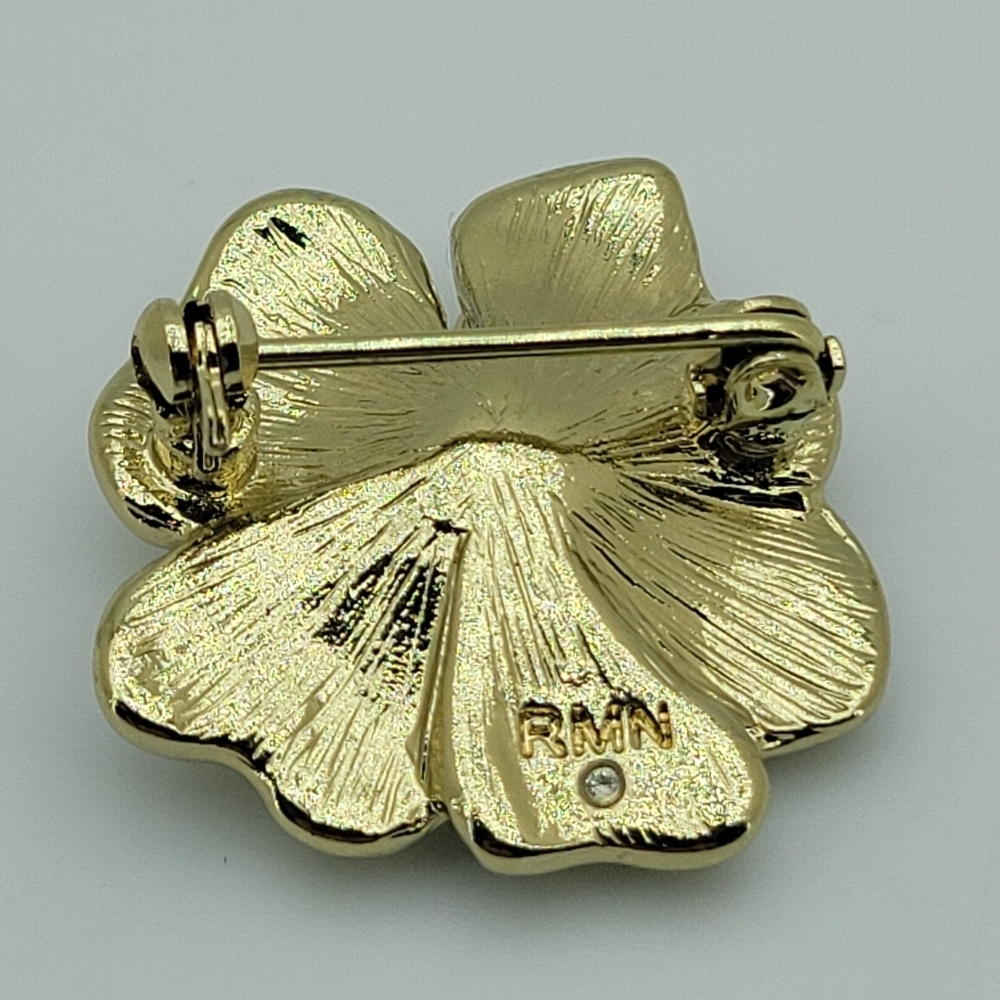 Gold and Silver Crystal Flower Brooch - Picture 4 of 5